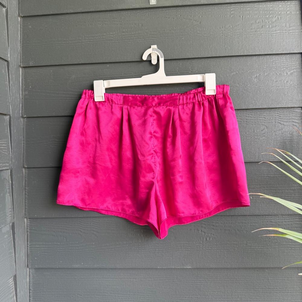 Vintage Victoria's Secret Floral Satin Pajama Set Hot Pink Medium - Picture 9 of 16